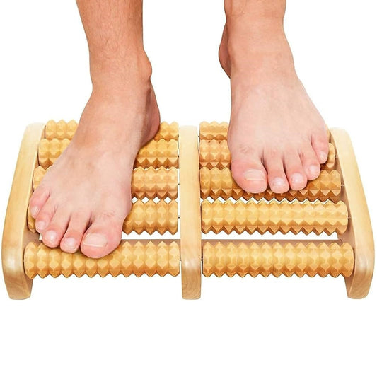 Wooden Foot Massager – Relaxing Acupressure Roller for Pain Relief & Blood Circulation