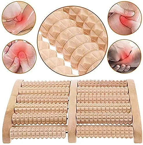 Wooden Foot Massager – Relaxing Acupressure Roller for Pain Relief & Blood Circulation
