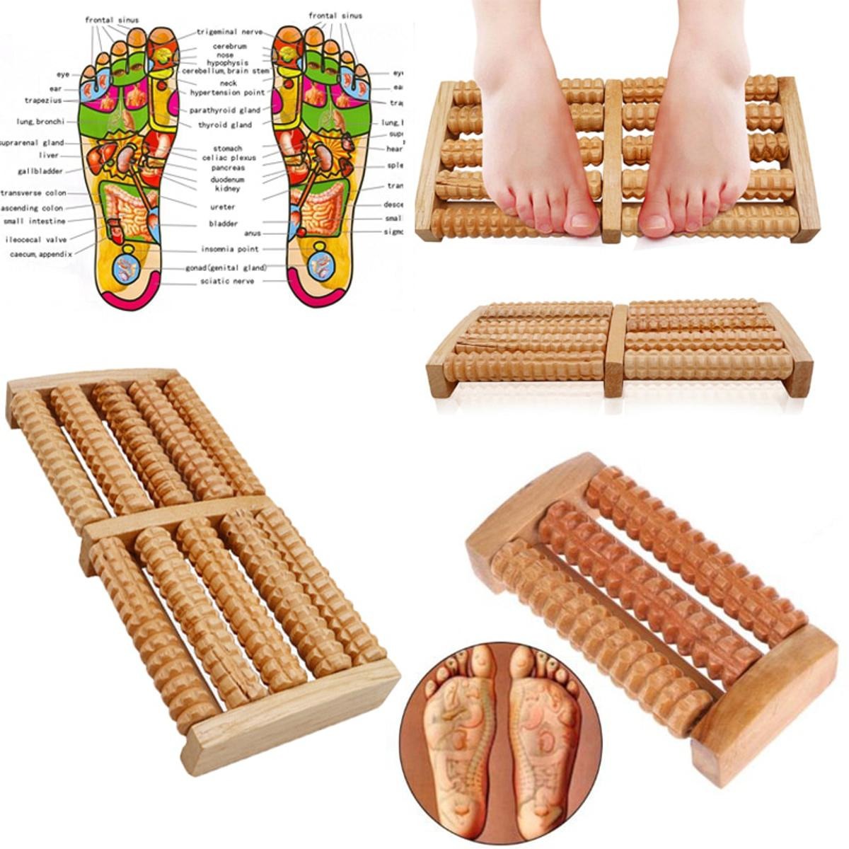 Wooden Foot Massager – Relaxing Acupressure Roller for Pain Relief & Blood Circulation