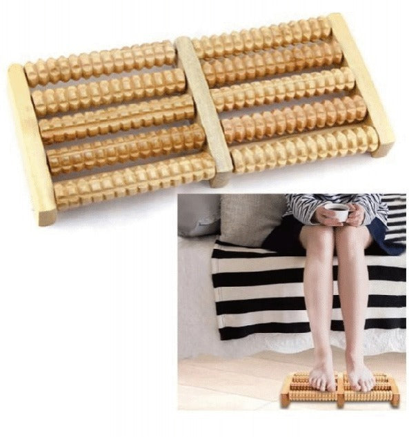 Wooden Foot Massager – Relaxing Acupressure Roller for Pain Relief & Blood Circulation