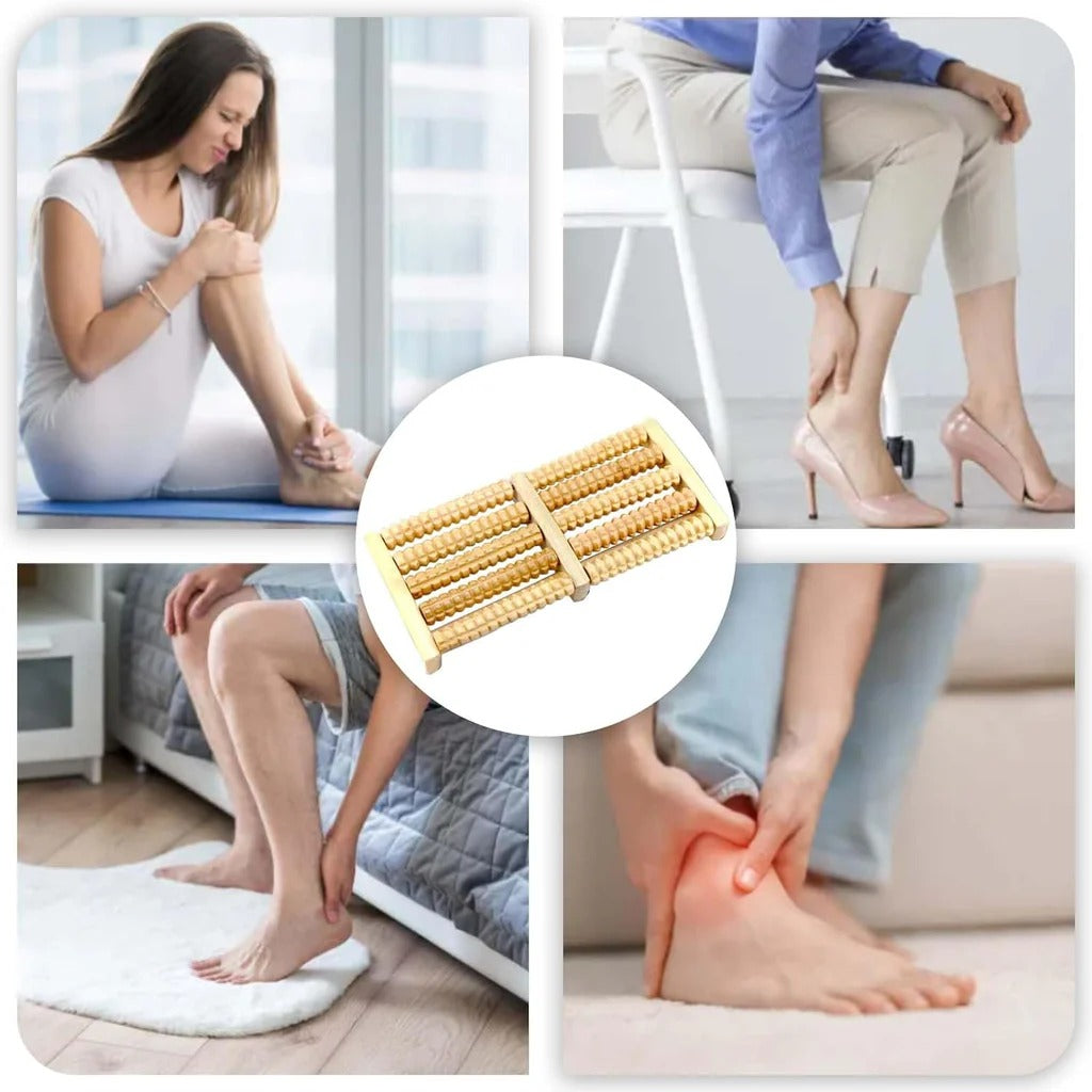 Wooden Foot Massager – Relaxing Acupressure Roller for Pain Relief & Blood Circulation